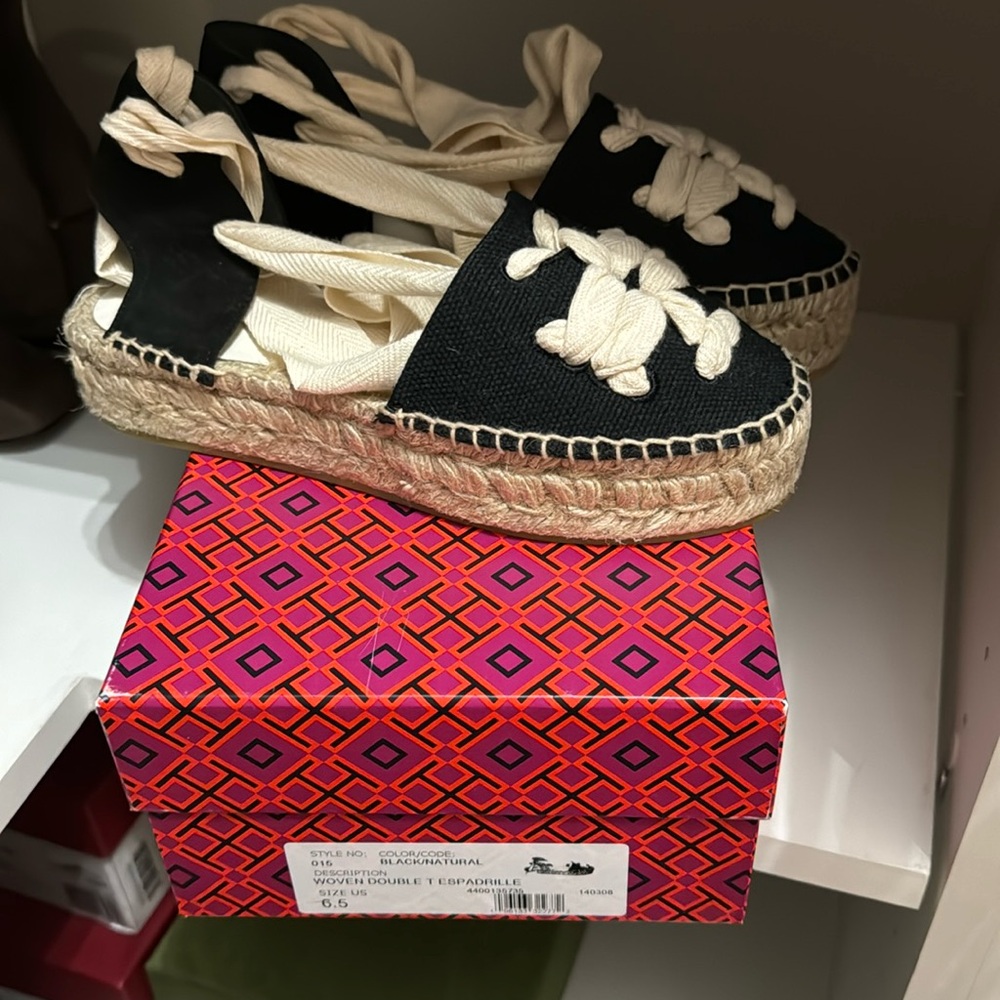 Woven doble T espadrille Tory Burch